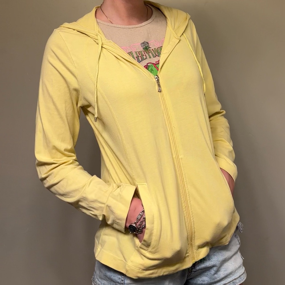 Butter yellow zip-up hoodie